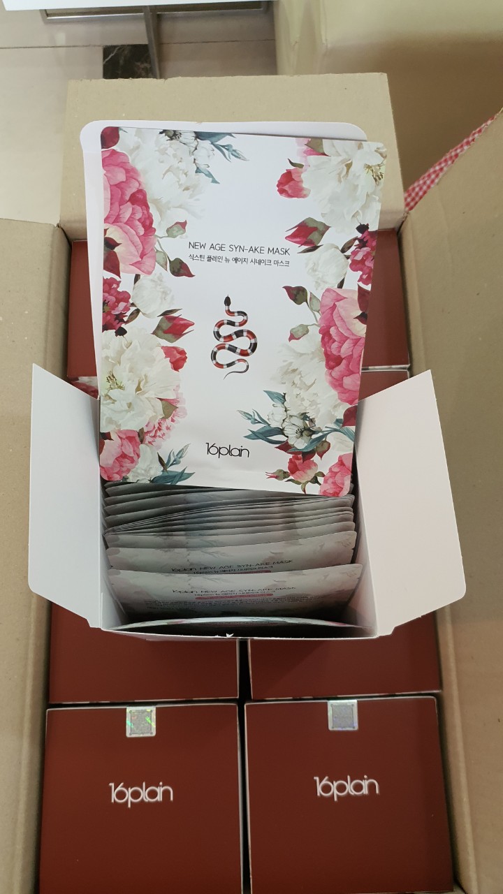 Hộp 30 mặt nạ dưỡng trắng da, ngừa mụn, chống lão hoá 16plain New Age Syn-Ake Mask x 30ml