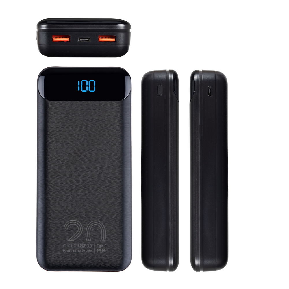 Pin Sạc Dự Phòng Rivacase VA2580 20000mAh (2 x USB-A; 1 x USB-C) QC/PD 20W/LCD - Hàng Chính Hãng