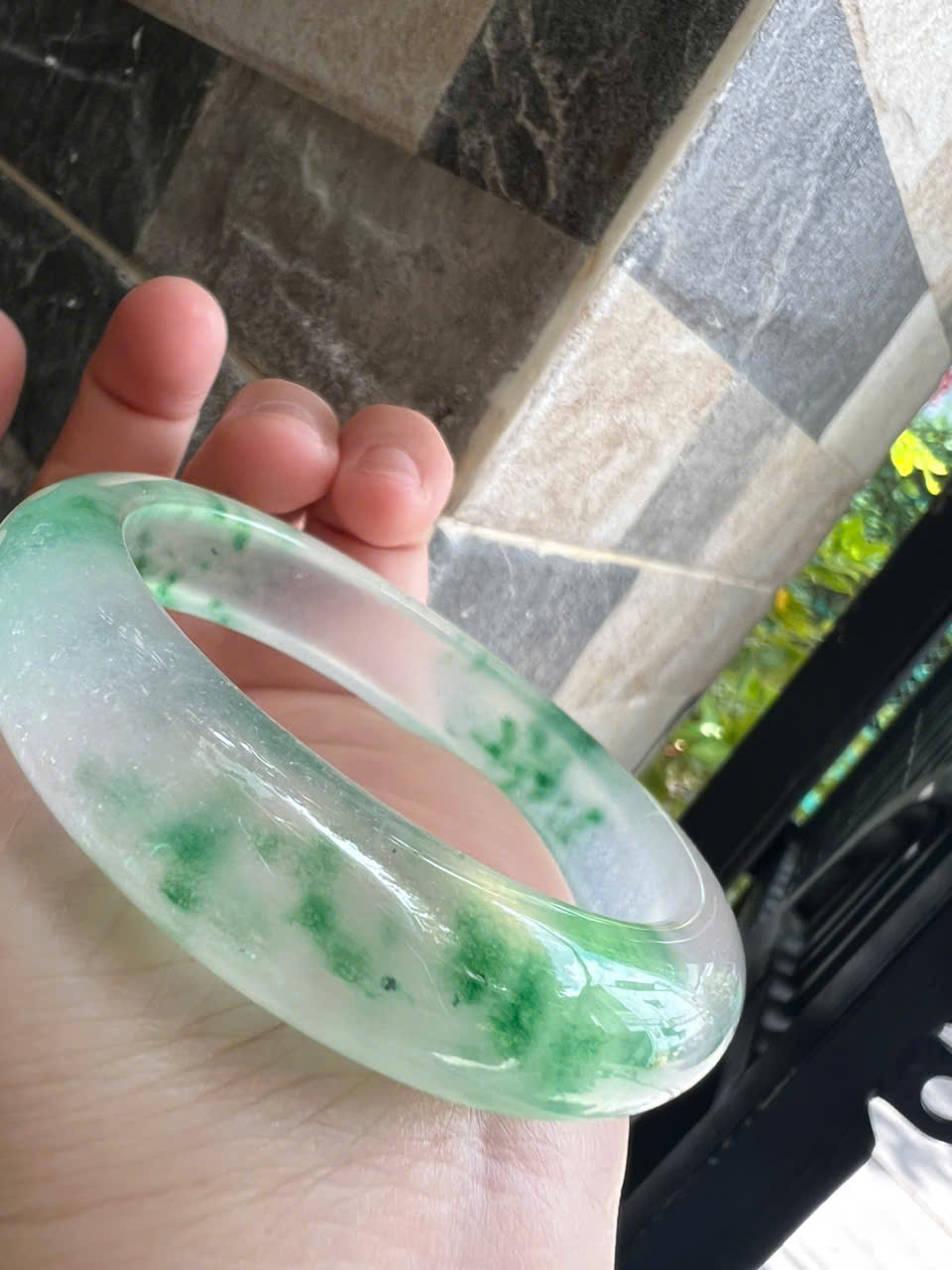 Vòng Tay Nữ Bản Hẹ Đá Mã Não DuLong Trắng Xanh Rong Biển Trong Bóng Đẹp Ni 53mm Cao 13mm Dầy 8mm Nữ 50kg - 55kg đeo Món quà tặng Nữ đeo tay xinh rẻ đẹp ý nghĩa ạ