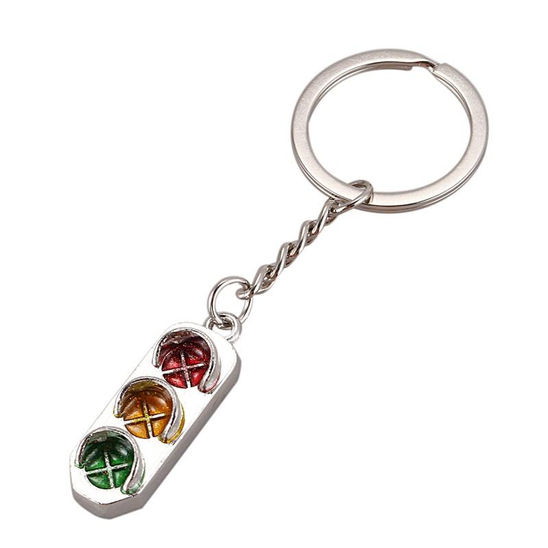 New Mini Traffic Light Car Key Ring Chain Classic 3D Keyfob Keychain Gift