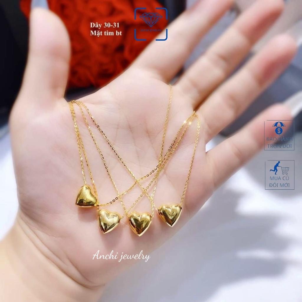 Dây chuyền nữ vàng mặt tim nhỏ 10k khắc tên miễn phí, Anchi jewelry