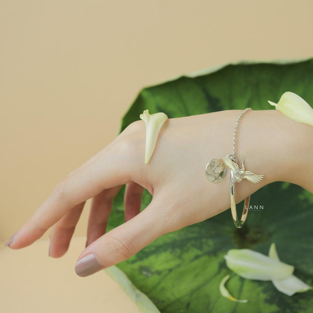 Kiềng nửa dây xích - charm hạc S925 LANN