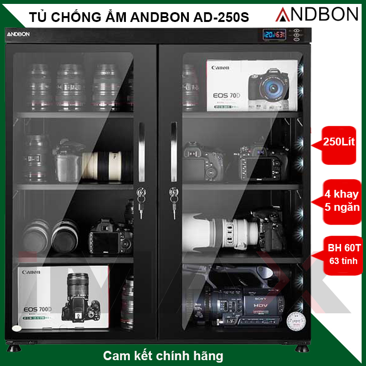 Tủ chống ẩm 250 lít Andbon AD-250S, Hàng chính hãng