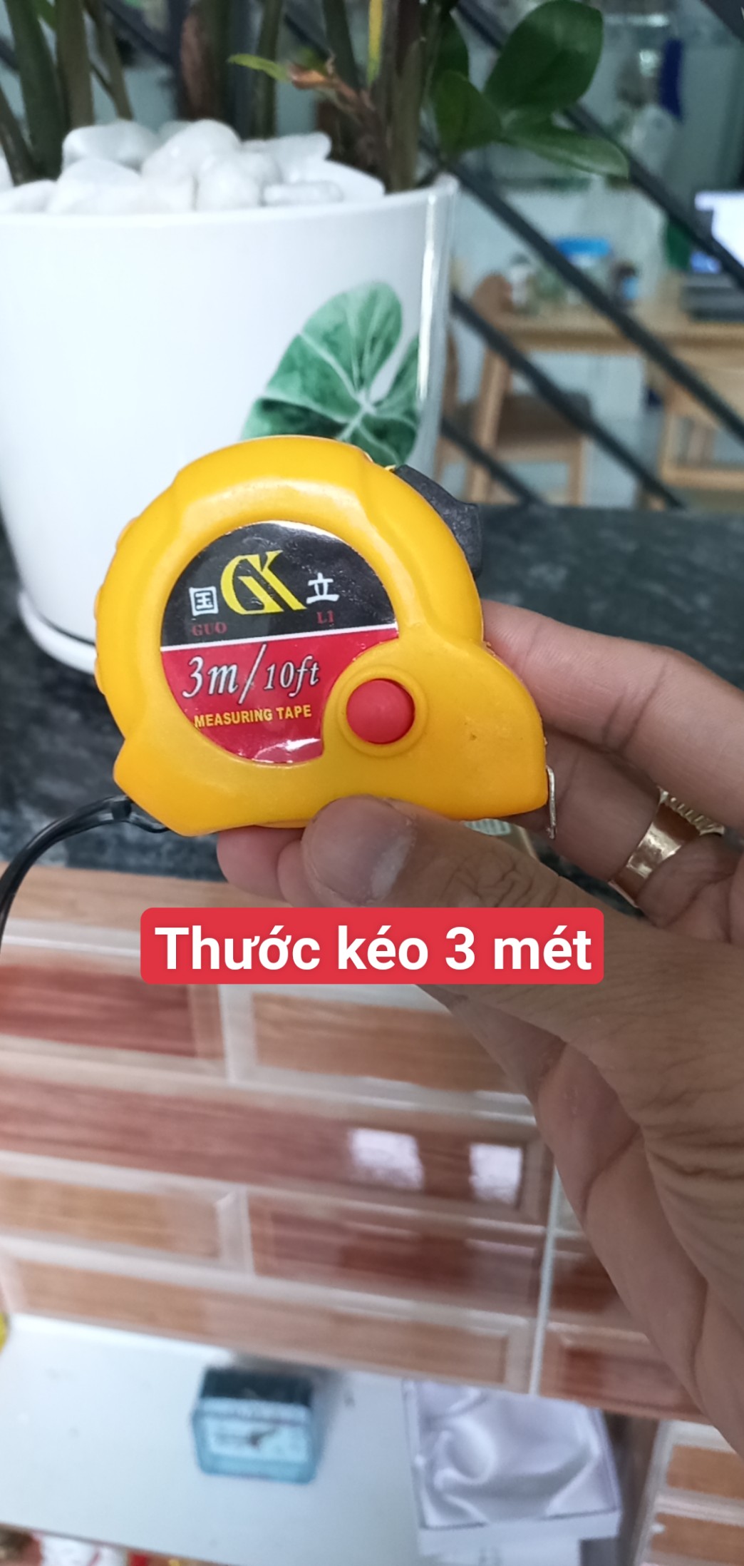 Thước kéo 3 mét đo đạc nền vàng