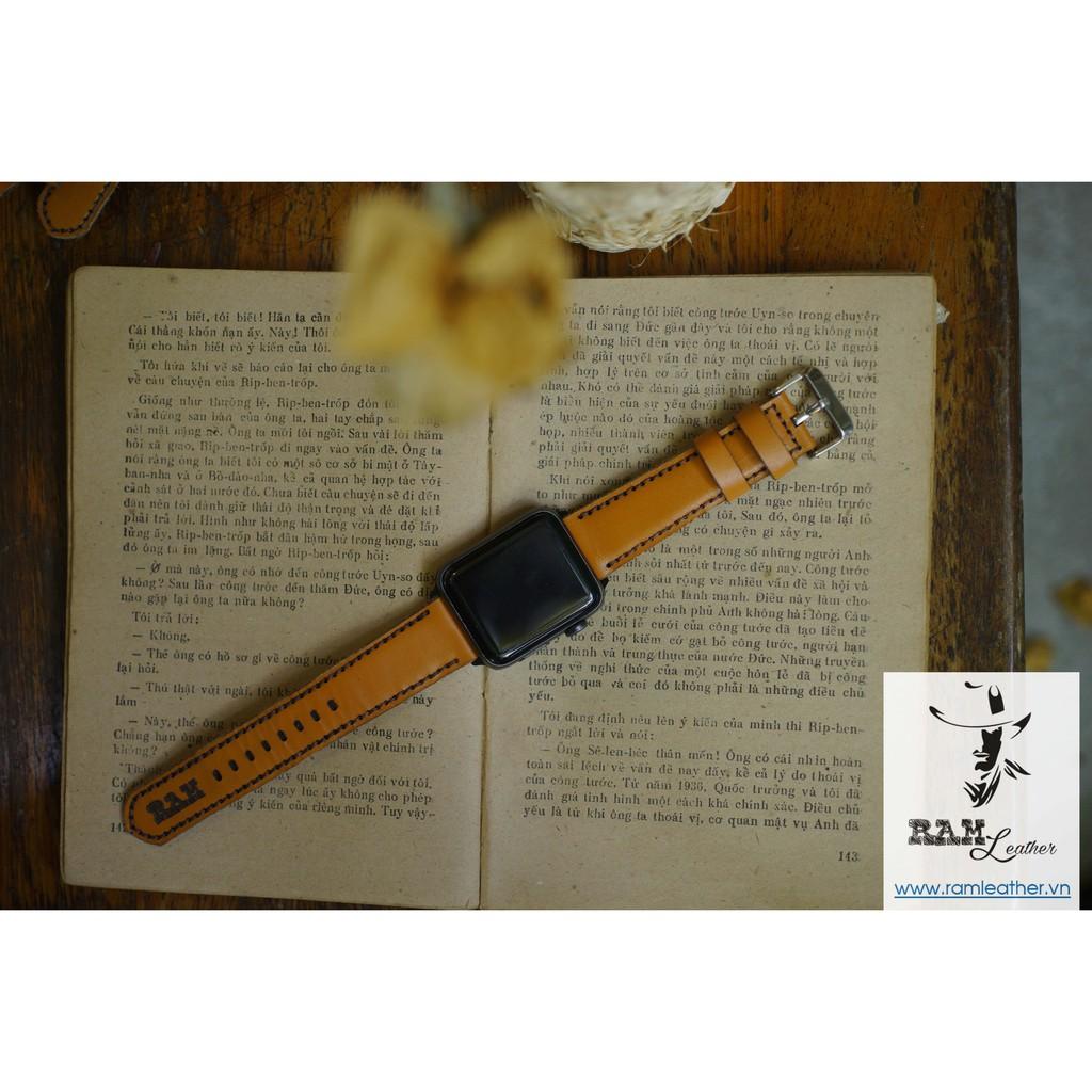 DÂY ĐỒNG HỒ APPLE WATCH DA BÊ VÀNG SÁNG - DA BÊ THẬT - RAM CLASSIC 1988 - RAM LEATHER -