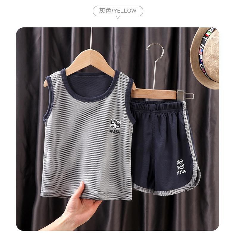 Bộ ba lỗ thể thao cotton thun lạnh cho bé trai, mát rượi, siêu thấm mồ hôi