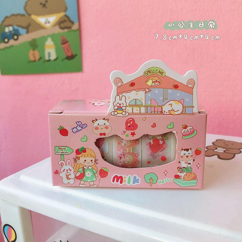 Hộp 5 cuộn washi tape nhám dễ thương nhiều mẫu - Set 5 cuộn washi nhũ siêu xinh - Corgi Shop