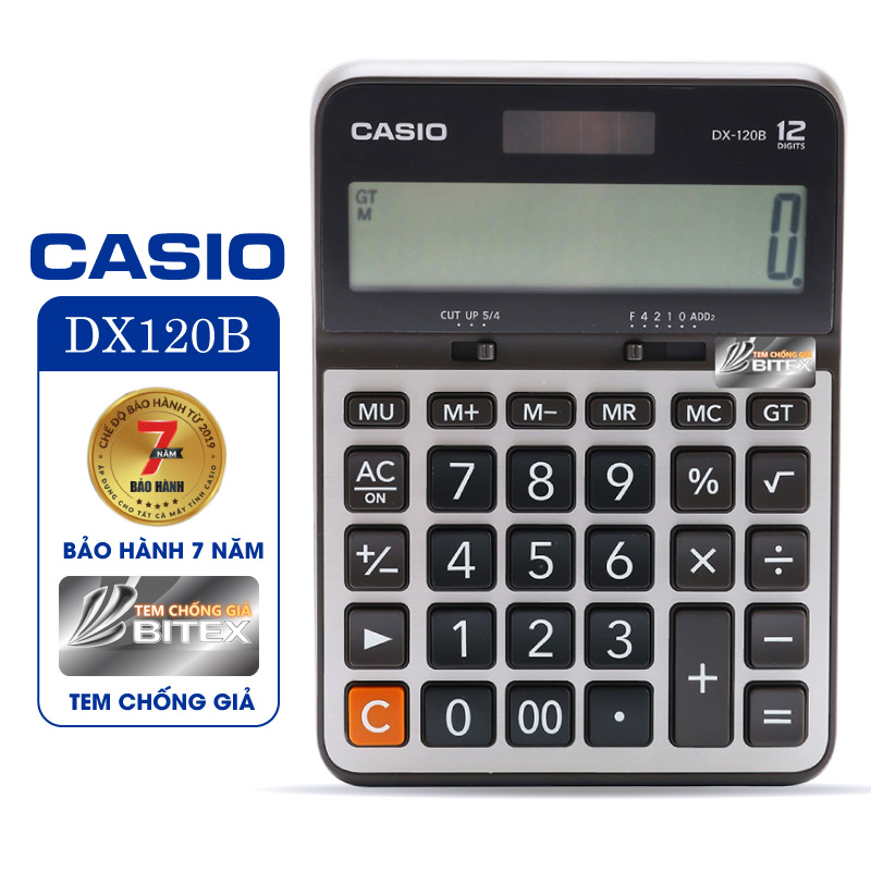 Máy tính Casio DX-120B, Bảo hành 7 năm - Hàng chính hãng Bitex