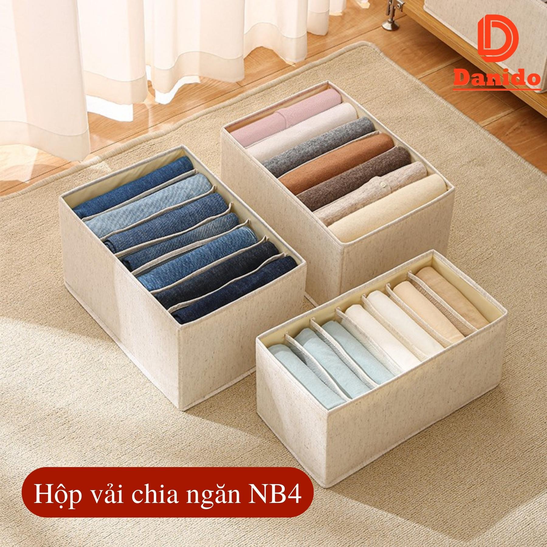 Hộp vải đựng đồ chia ngăn NB4 - Hộp đựng quần áo chia ngăn gấp gọn chính hãng D Danido