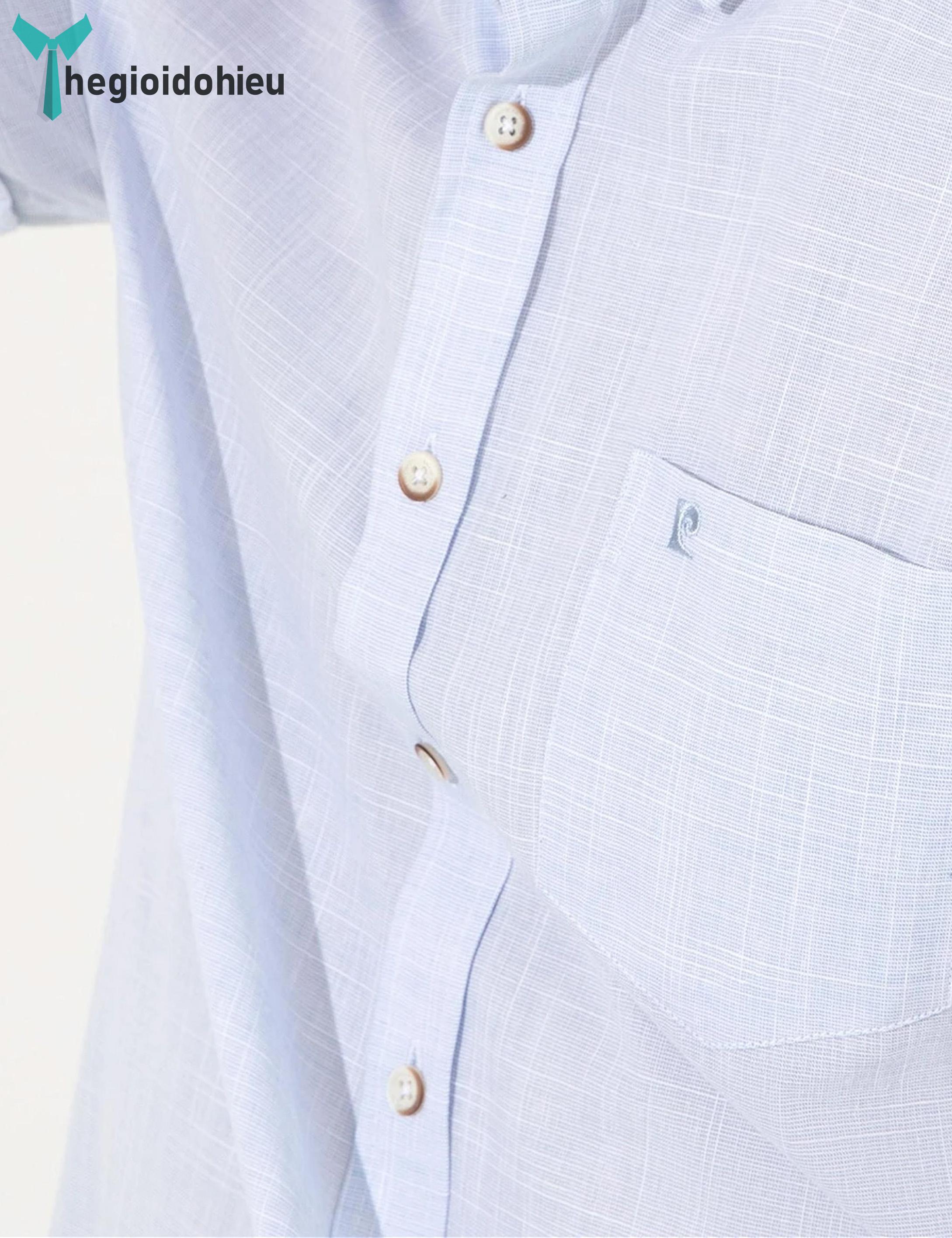 Áo sơ mi nam ngắn tay Pie Cardin PCShirt70 (Xanh dương họa tiết) - Hàng nhập khẩu - Có túi - Xanh dương họa tiết