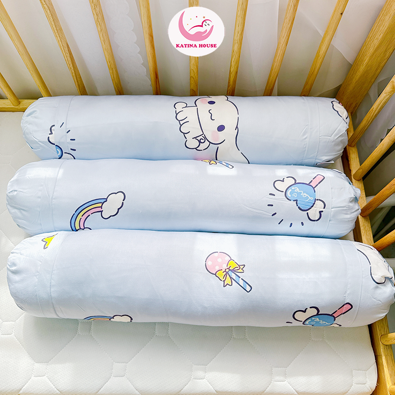 Gối ôm gòn lông vũ 70cm Katina House, cho bé 1-5t vải tencel mịn mát, êm ái