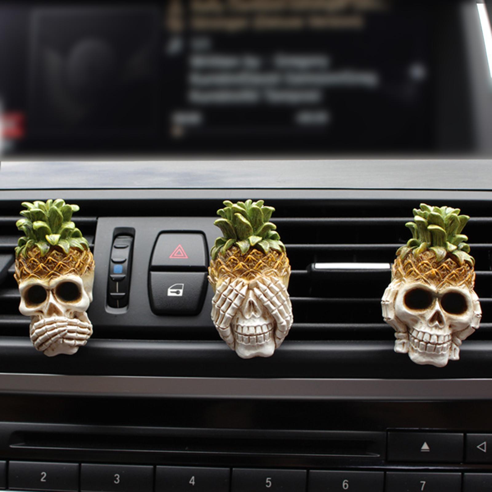 3Pcs Car Perfume Air Diffuser Clips Car Air Vent Clip Decoration Car Accessories Easy Installation Halloween Skulls Heads