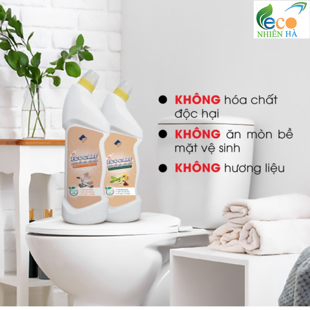 Nước tẩy bồn cầu ECOCARE 1L tinh dầu thiên nhiên, tẩy rửa bồn cầu, khử mùi, an toàn mẹ bầu