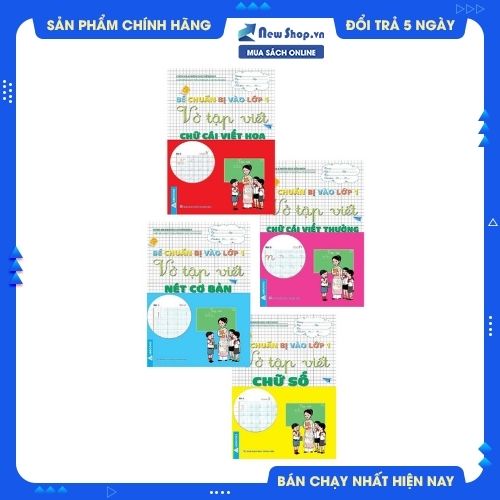 Combo 4 Cuốn Dành Cho Bé Chuẩn Bị Vào Lớp 1: Vở Tập Viết Nét Cơ Bản, Chữ Số, Chữ Cái Viết Thường, Chữ Cái Viết Hoa