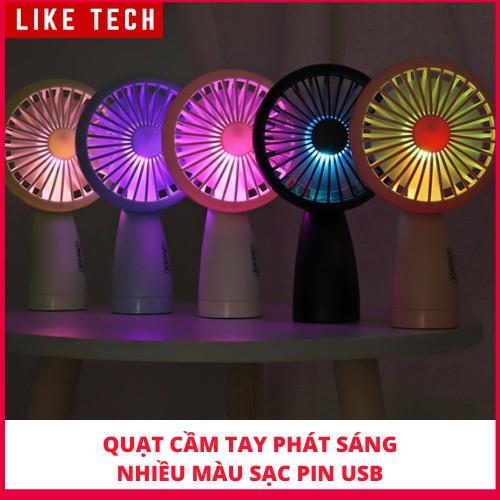 Quạt cầm tay tích điện sạc pin siêu tiện dụng có đèn led phát sáng nhiều màu