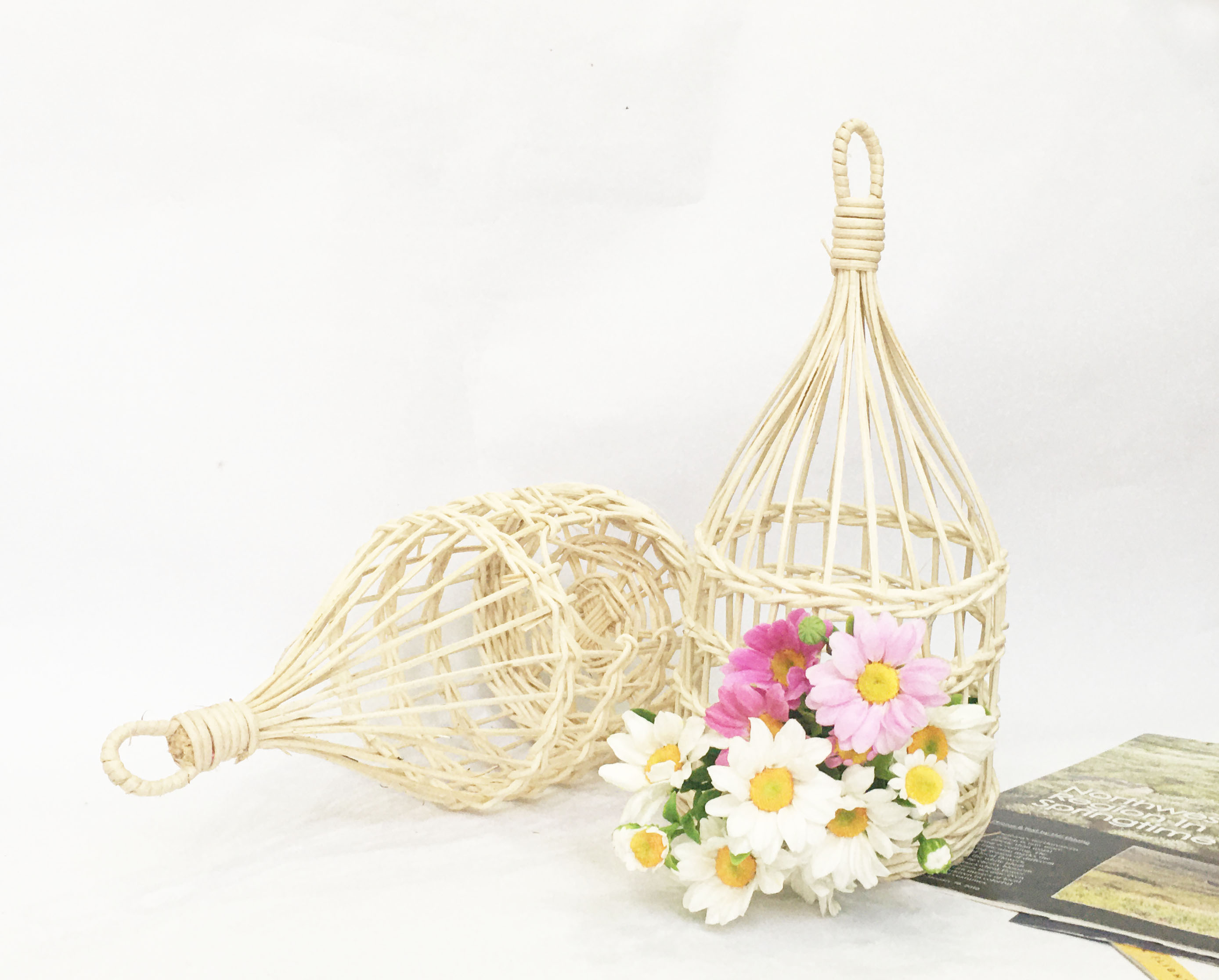 Lồng chim bằng mây tự nhiên vintage - cắm hoa / trang trí tiệc / đựng đồ đa năng handmade