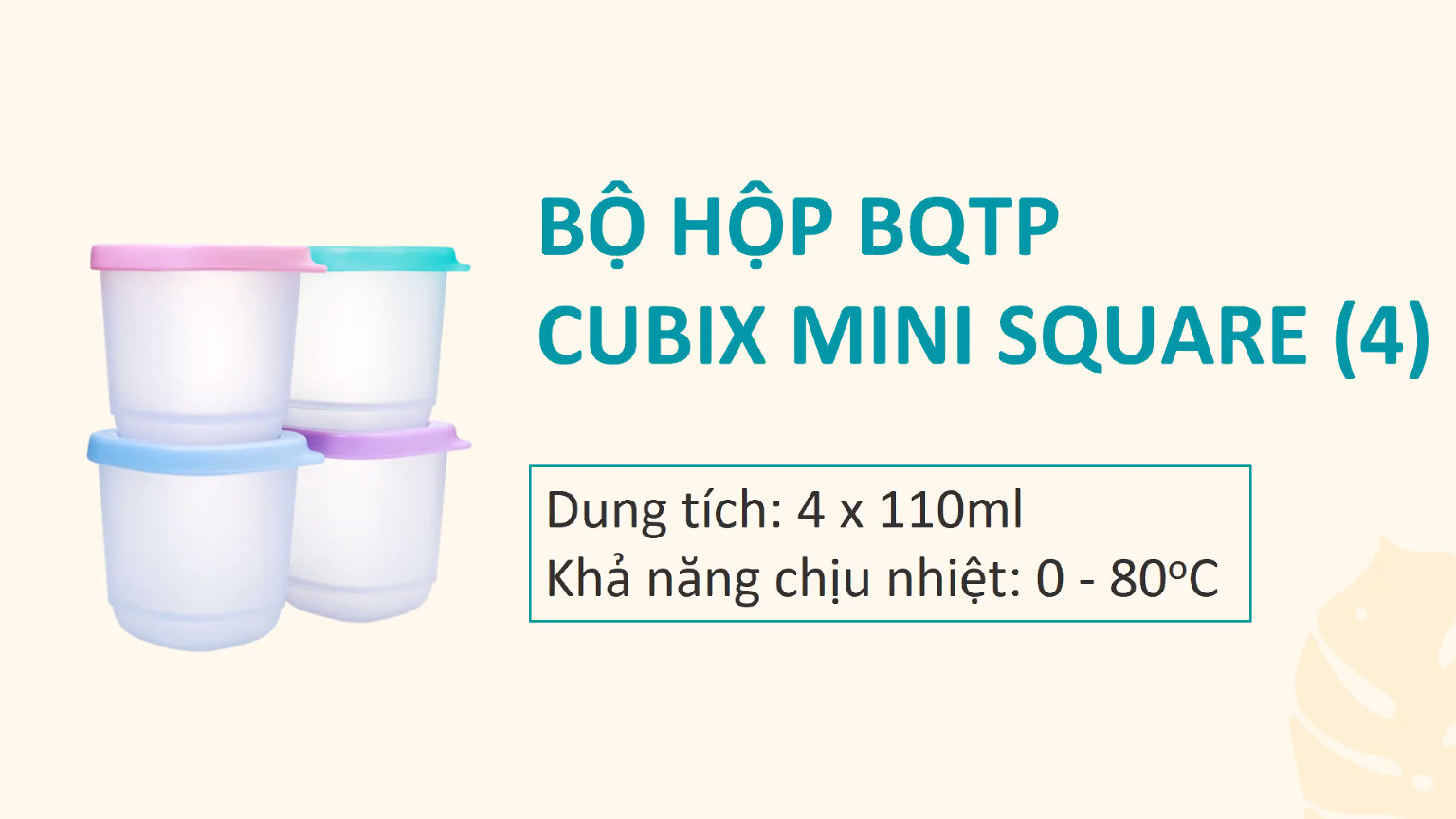 Bộ HộpTupperware Bảo Quản Thực Phẩm Cubix Mini Rectangular (4 Hộp) - Hàng Chính Hãng