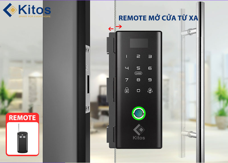 Khóa cửa thông minh Kitos KT-GL80 Plus cho cửa kính cường lực