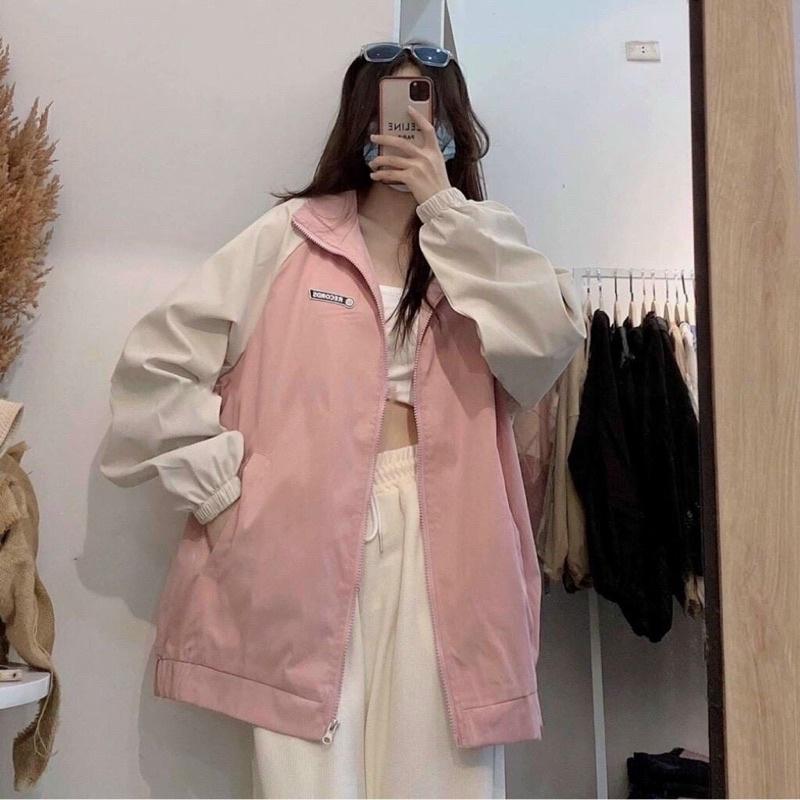 Áo Khoác Dù Records Logo Thời Trang Ulzzang Unisex, Áo Khoác Bomber Nam Nữ Chất DÙ Cúc Bấm Phối Tay Chữ Sau In Chữ Phong Cách Cá Tính Học Đường