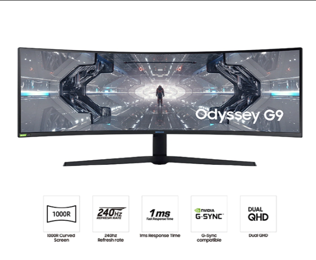 Màn Hình Cong Gaming Samsung LC49G95TSSEXXV ( 49 Inch DQHD VA (5,120 x 1,440) 240Hz / 1ms / DP 1.4 / HDMI / USB Ports / Jack Audio 3.5 / G-Sync ) - Hàng Chính Hãng