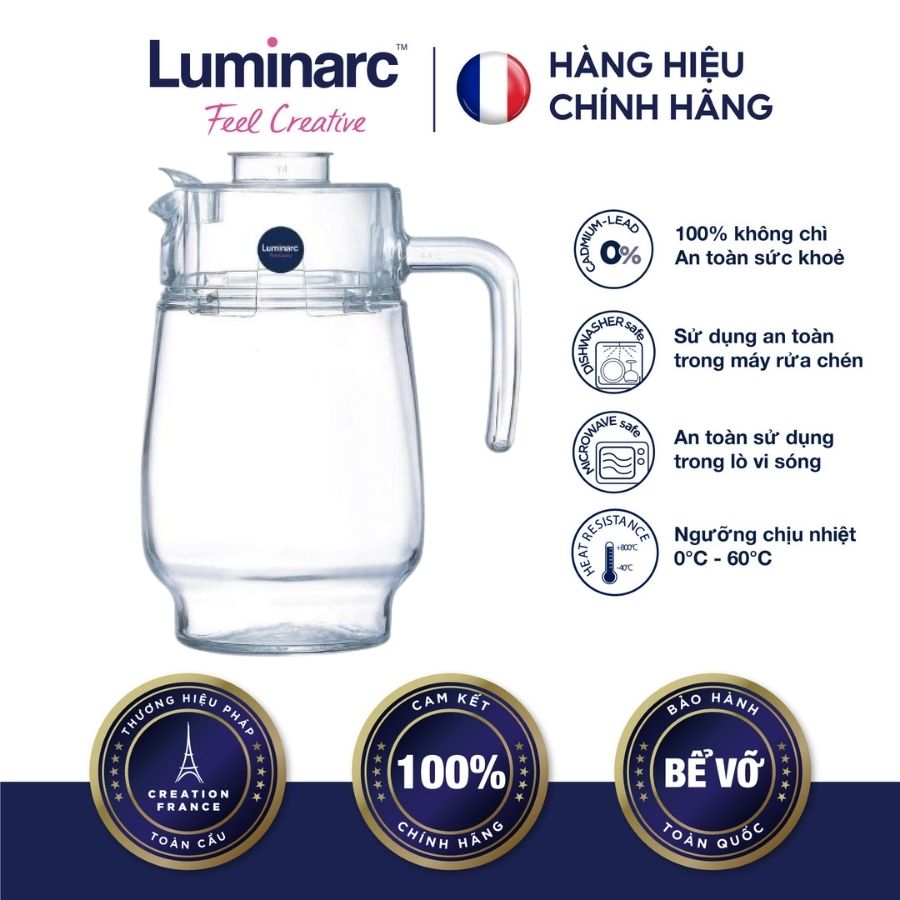 Bình nước thủy tinh Luminarc Tivoli 1.6L - LUBIG2674