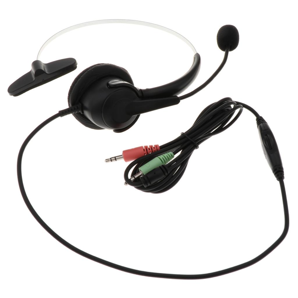 Call Center Office Hands-free Headset 3.5mm Headphone Monaural Microphone