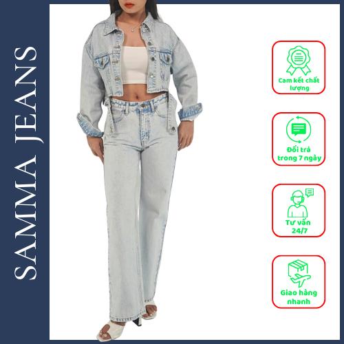 Áo khoác nữ  A5 + quần bò cá tính , dáng đứng, chất liệu cotton 100% chĩnh hãng thương hiệu Sam