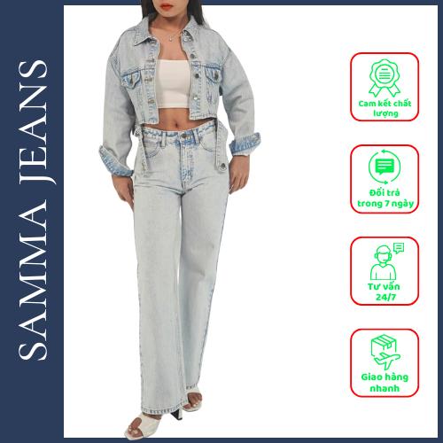 Áo khoác nữ  A5 + quần bò cá tính , dáng đứng, chất liệu cotton 100% chĩnh hãng thương hiệu Samma Jeans