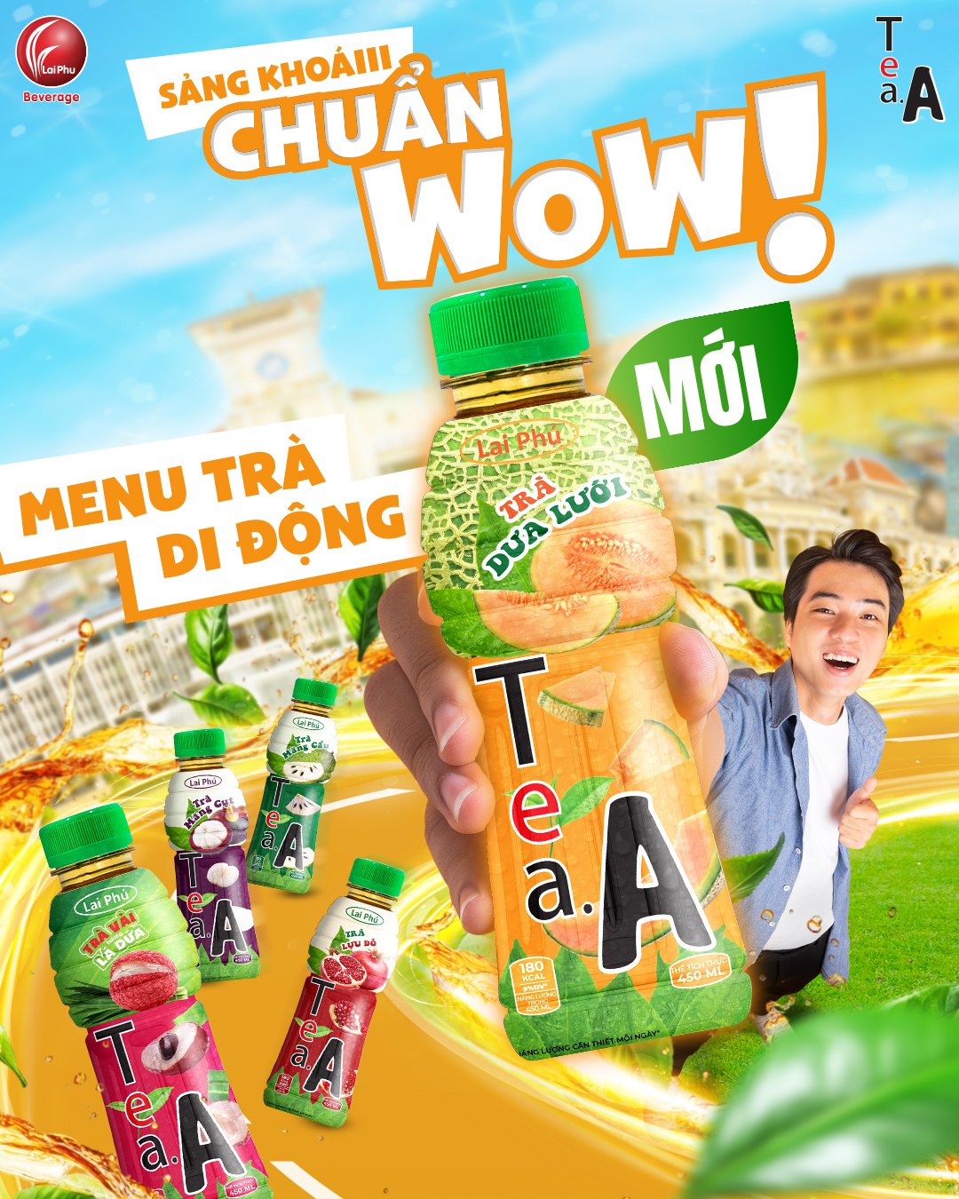 Trà Dưa Lưới Tea.A Chai 450ml - Lốc 6 Chai