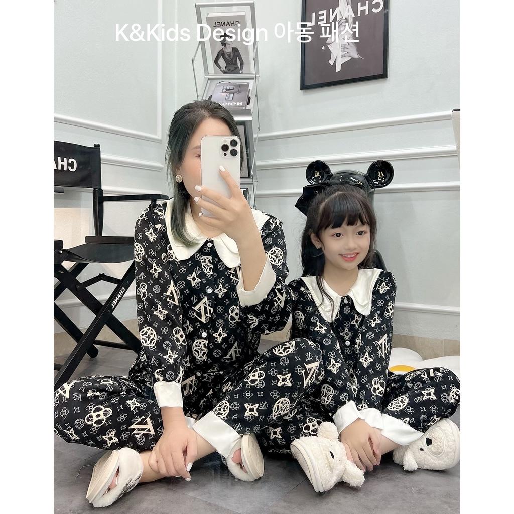 Hình ảnh Đồ bộ ngủ bé gái, bộ pijama dài tay cho bé size 16-30kg chất lụa satin mềm mát