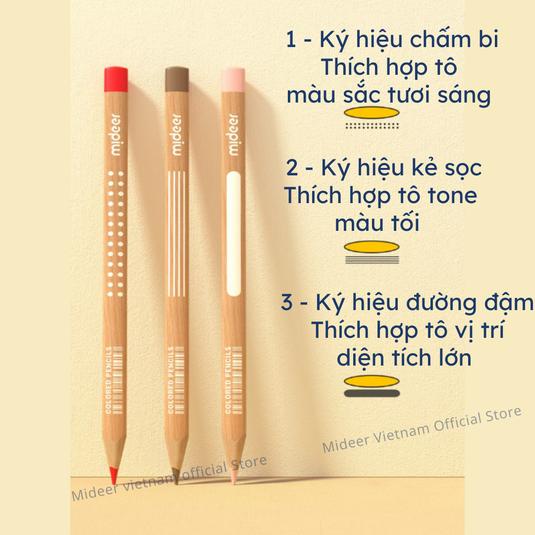 Bút chì màu vẽ tranh cao cấp mideer Vibrant Colored Pencil 24/36/48 màu,Chì vẽ chuyên nghiệp, thiết kế, phác họa cho bé