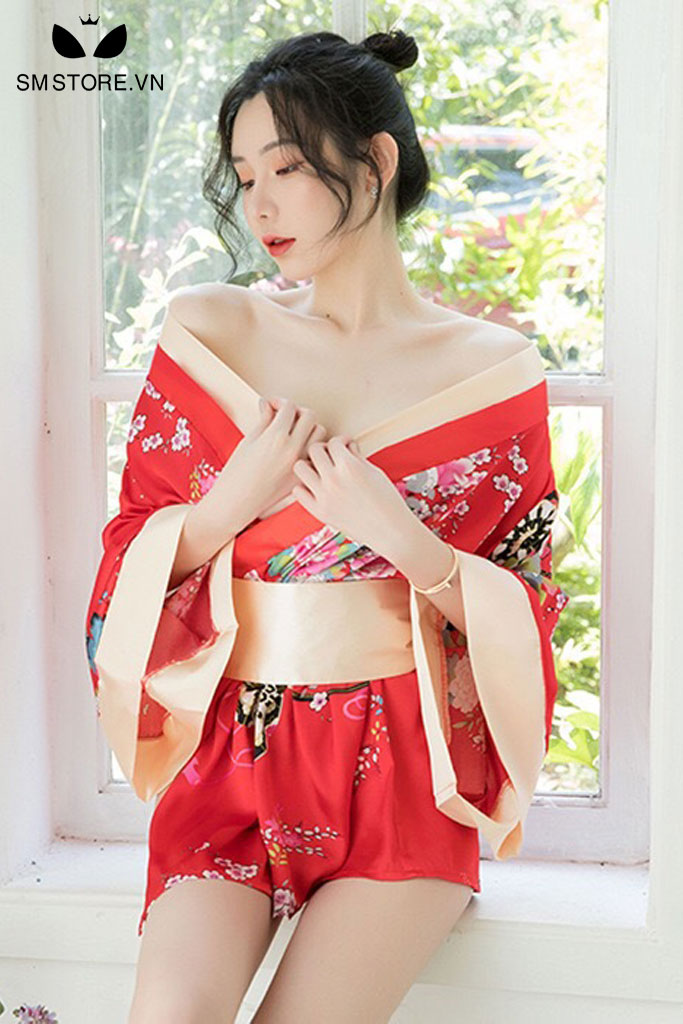 Đồ ngủ kimono cosplay nữ nhân Nhật Bản cách tân áo ngắn - SMS047