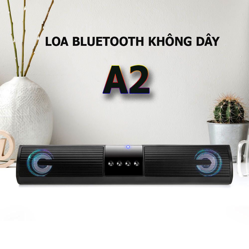 Loa bluetooth A2, loa không dây để bàn âm thanh chân thực, thiết kế loa kép siêu bass, Led chuyển màu, kết nối được với điện thoại, tivi, laptop- Hàng nhập khẩu