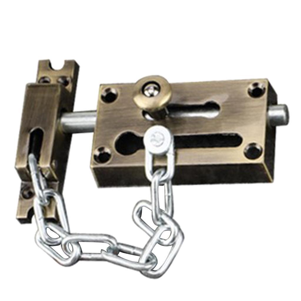 Door Lock Security Sliding Door Latch Chain Lock Fastener Latch, Bronze