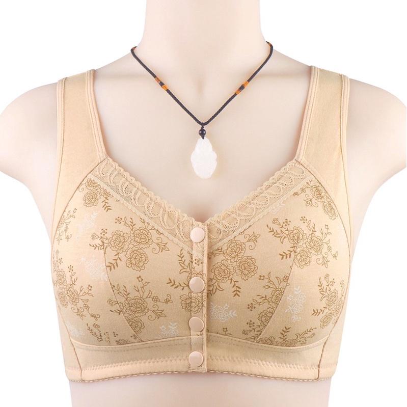 Áo ngực trung niên nữ cho bà cho mẹ chất liệu cotton cúc bấm trước phối ren cao cấp