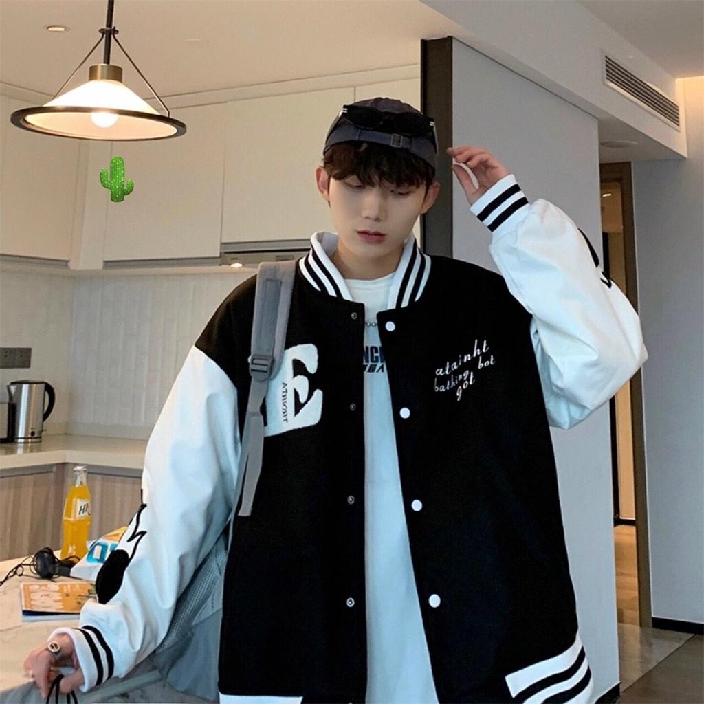 Áo Khoác Bomber Varsity Jacket in chữ E Hình Tim Dễ Thương Unisex