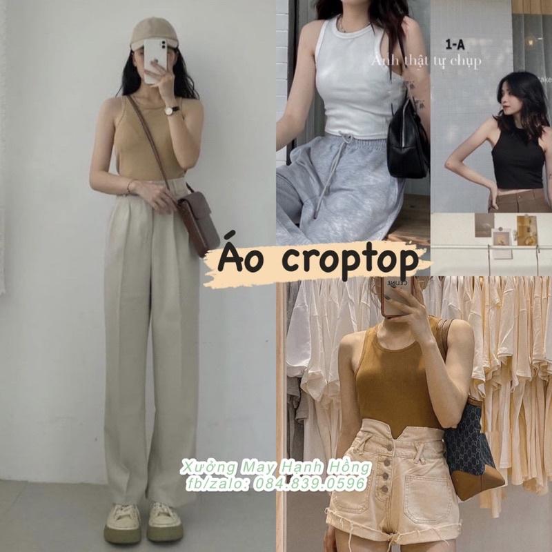 Áo ba lỗ thun gân croptop, áo thun croptop ôm người