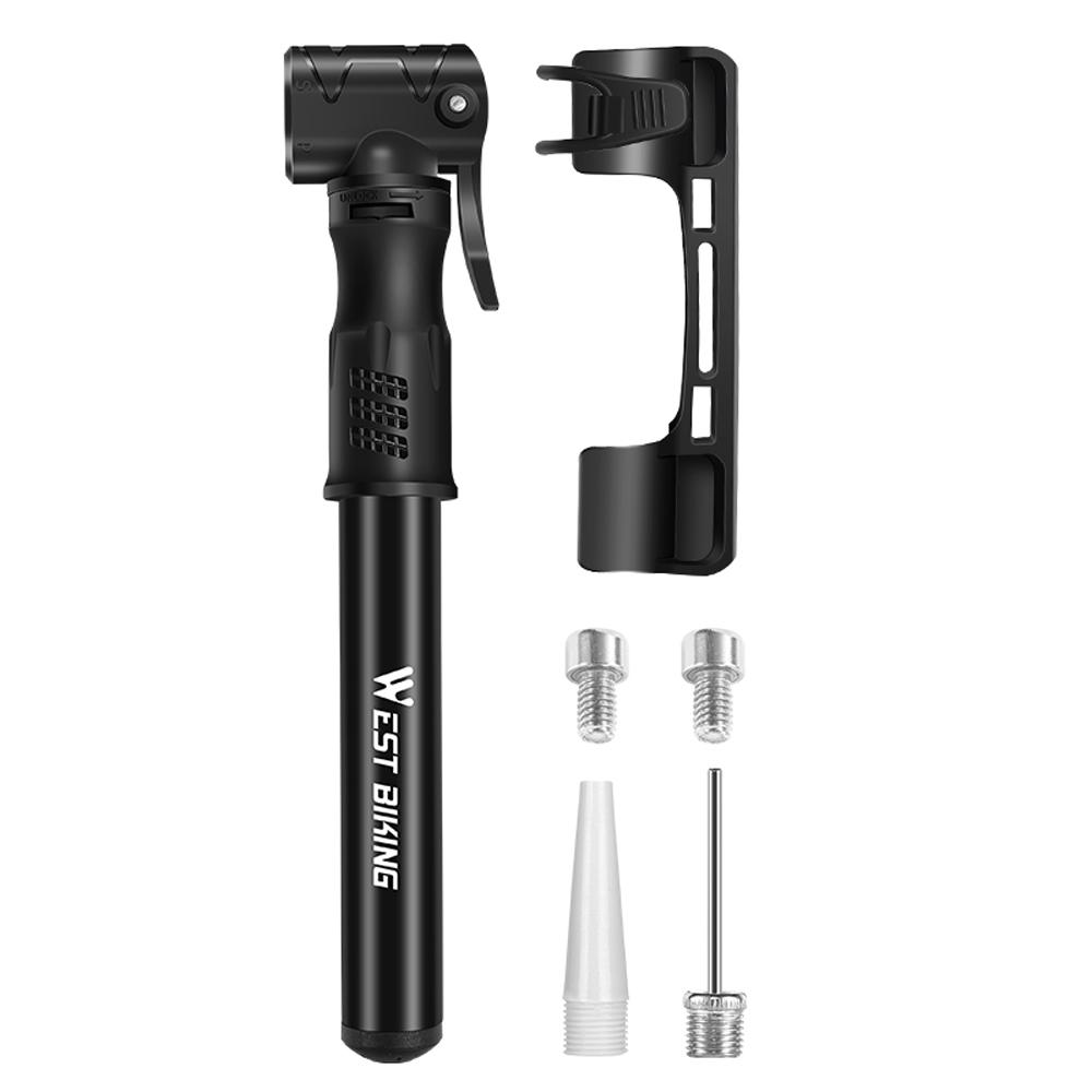 WEST BIKING Mini 100PSI Foot Bicycle Tire Pump Portable Mountain Bike Inflator Basketball Inflator Hand Pump Cycling Accessory