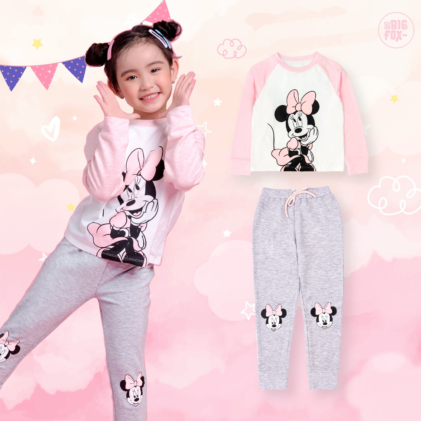 Bộ bé gái BIGFOX - MISS MEOW thu đông size đại, bộ dài tay cho bé phong cách Hàn Quốc in CHUỘT MICKEY 11 - 38 kg