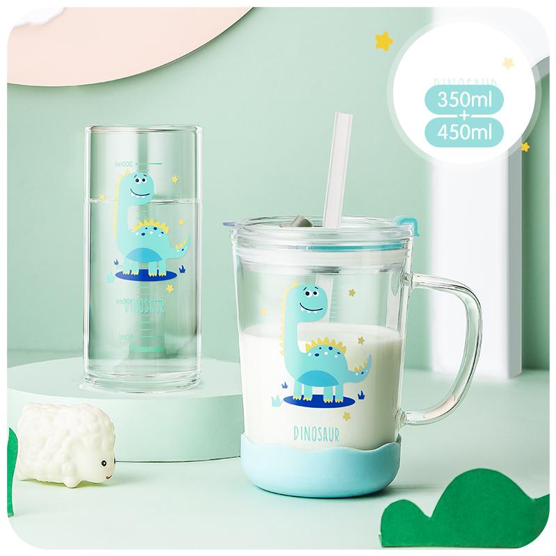 Trẻ Em Kính Cốc Nước Hoạt Hình Dễ Thương Cho Bé Uống Cốc Tập Uống Có Ống Hút Chống Rò Rỉ Thỏ Bình Sữa Trẻ Em Cân An Toàn sữa Tumbler