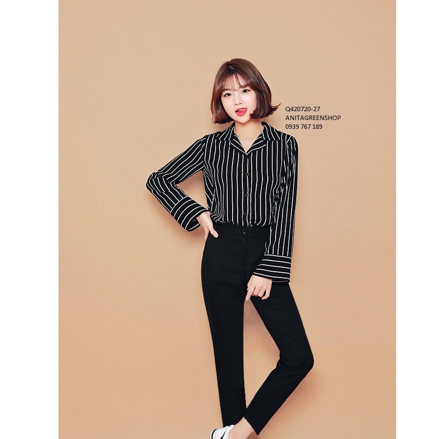 Q420720 ÁO SƠ MI SỌC DÀI TAY