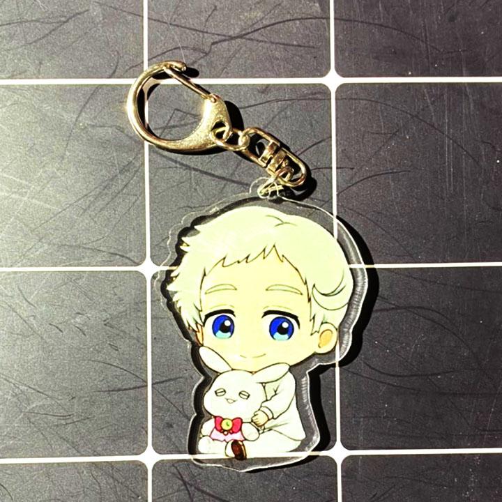 Móc khóa CHỮ NHẬT Miền Đất Hứa The Promised Neverland  skin mica trong acrylic chibi anime cute