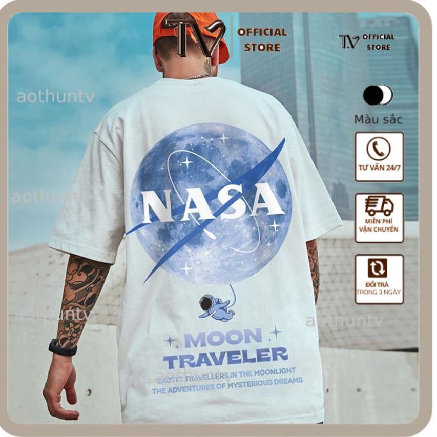 Áo thun nam nữ TVSTORED RABBIT NASA, Áo Phông Nam Nữ Form Rộng, cotton mát màu trắng,đen D105