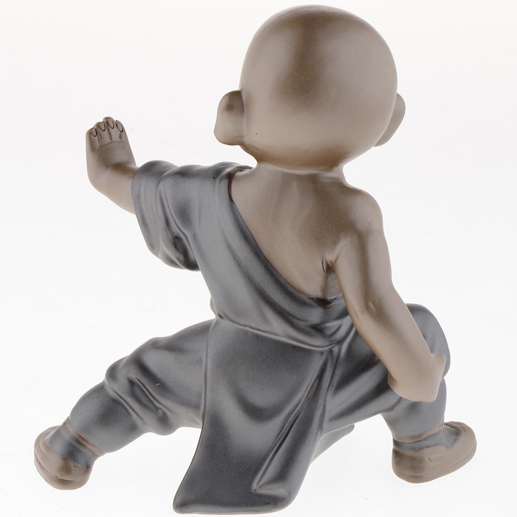 Ceramic Small Buddha Statue kung fu Monk Figurine Tea pet Ornaments