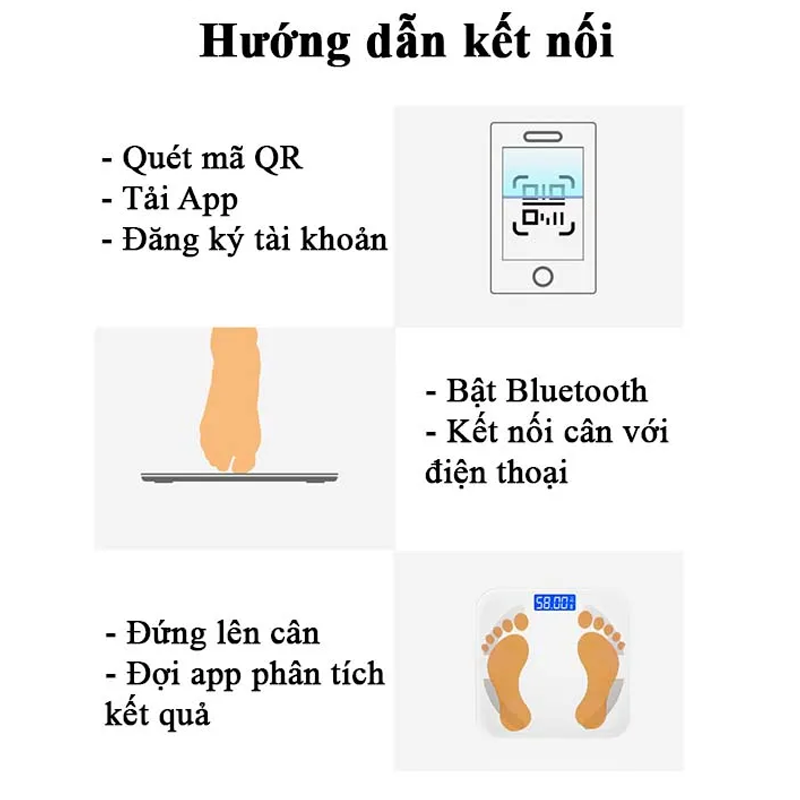 Cân sức khỏe thông minh. dễ dàng sử dụng, nhỏ gọn -K1467