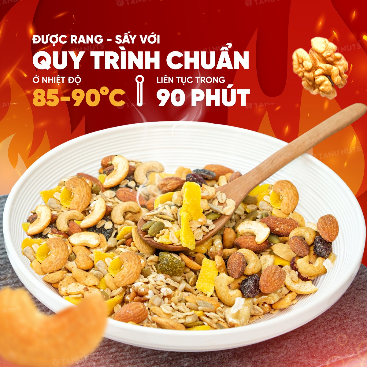 Granola siêu hạt 15% yến mạch TANU NUTS, ngũ cốc ăn kiêng giảm cân không đường tốt cho gym, yoga