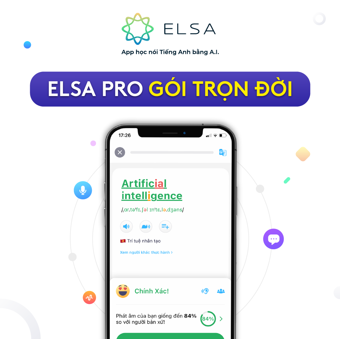 Hình ảnh Voucher Gói Học ELSA Pro Trọn Đời Từ ELSA SPEAK - Học phát âm tiếng Anh chuẩn bản xứ