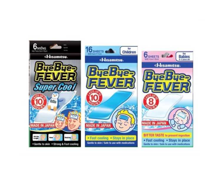 Miếng Dán Hạ Sốt Bye Bye Ferver- Made In Japan - Làm Mát Tức Thì, Dùng Trong Các Trường Hợp Sốt, Say Nắng, Đau Cơ