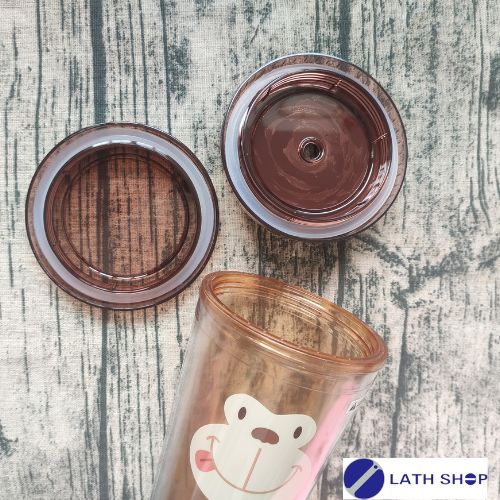 Ly Nhựa 2 Lớp Hình Con Vật Ngộ Nghĩnh Kèm Ống Hút Và 2 Nắp LocknLock HAP511-520ml - Nhiều Màu - Hàng Chính Hãng