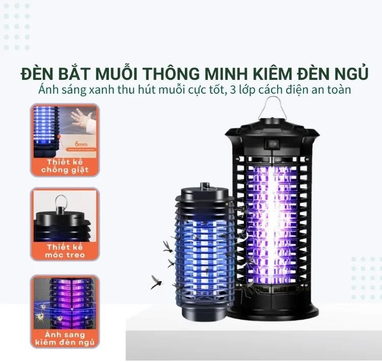 Đèn Bắt Muỗi , Máy Bắt Muỗi, Máy Diệt Côn Trùng Thông Minh Thiết Kế Mới Đèn UV Xanh Thu Hút Muỗi Kiêm Đèn Ngủ, An Toàn Khi Sử Dụng